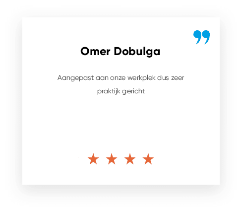 Review Omer Dobulga **** "Aangepast aan onze werkplek dus zeer praktijk gericht."