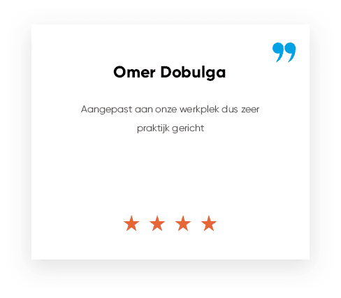 Review Omer Dobulga **** "Aangepast aan onze werkplek dus zeer praktijk gericht."